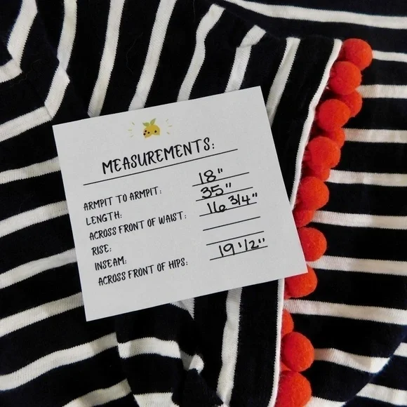 BODEN Bridget Jersey Knit Dress Navy White Stripe Red Pom Poms Shift Size 6 - Picture 16 of 16